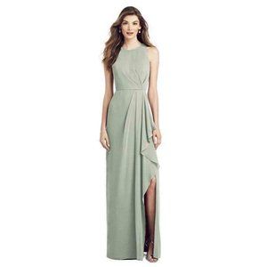 Sleeveless Chiffon Dress with Draped Front Slit